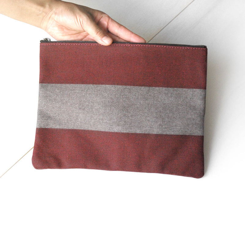 Red and Gray Canvas Pouch