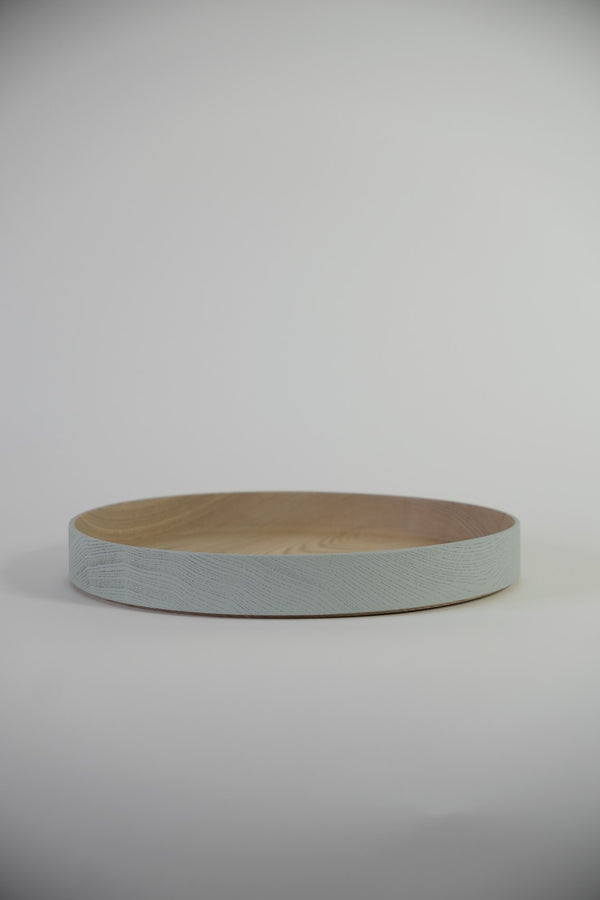 Round Wood Decorative Tray - Light Gray
