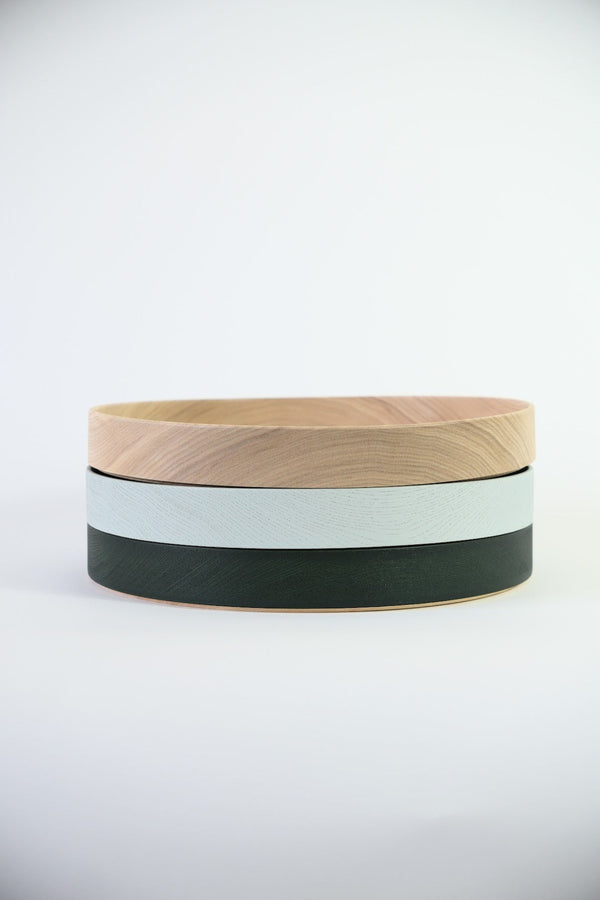 Round Wood Decorative Tray - Light Gray
