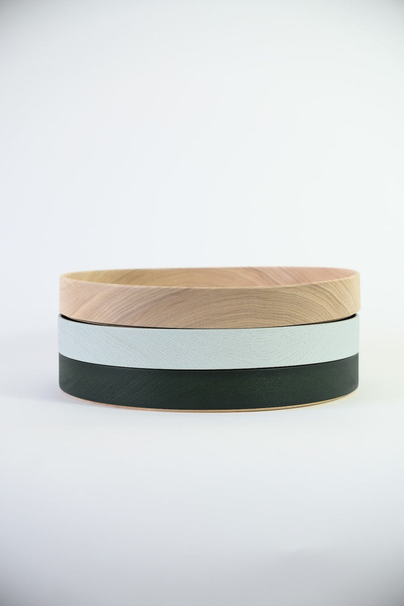 Round Wood Decorative Tray - Light Gray
