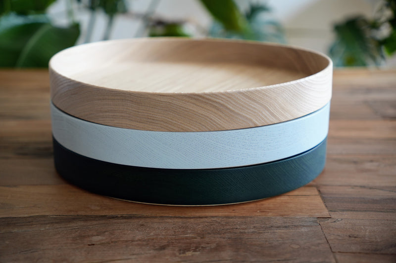 Round Wood Decorative Tray - Green
