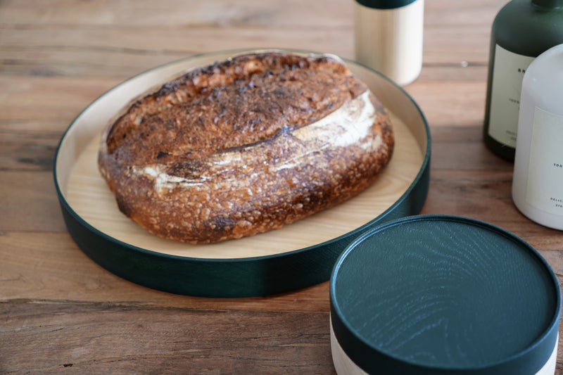 Round Wood Decorative Tray - Green