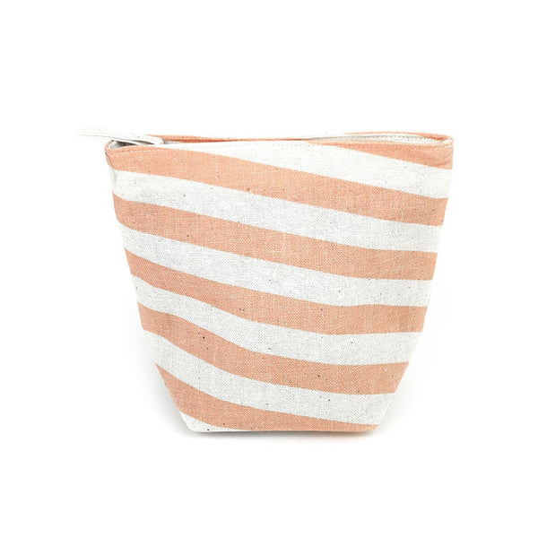 Pastel Pink Slanted Stripes Pouch