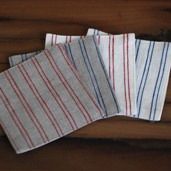 Natural Color Coaster with Blue Stripes