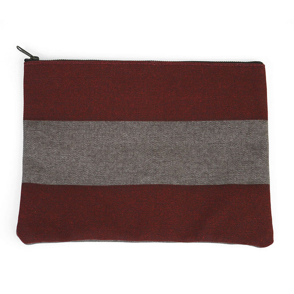 Red and Gray Canvas Pouch