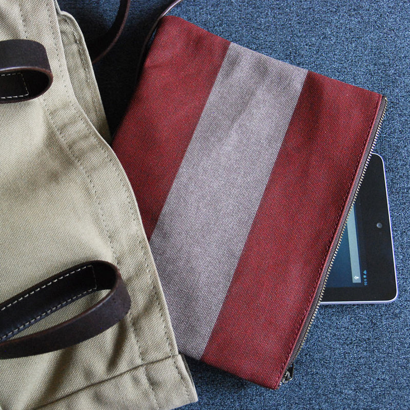 Red and Gray Canvas Pouch