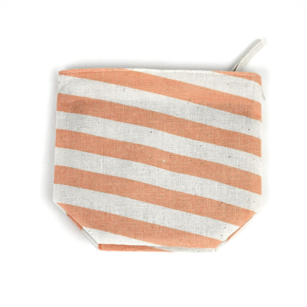 Pastel Pink Slanted Stripes Pouch