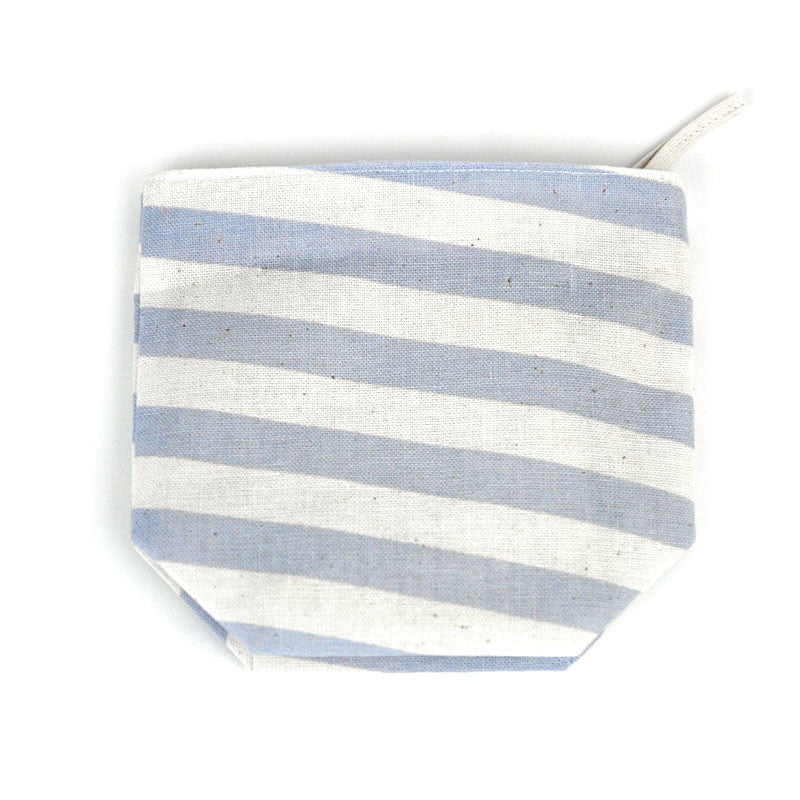 Pastel Blue Slanted Stripes Pouch
