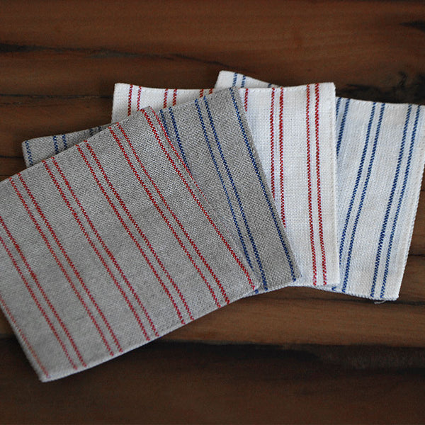 Natural Color Coaster with Red Stripes
