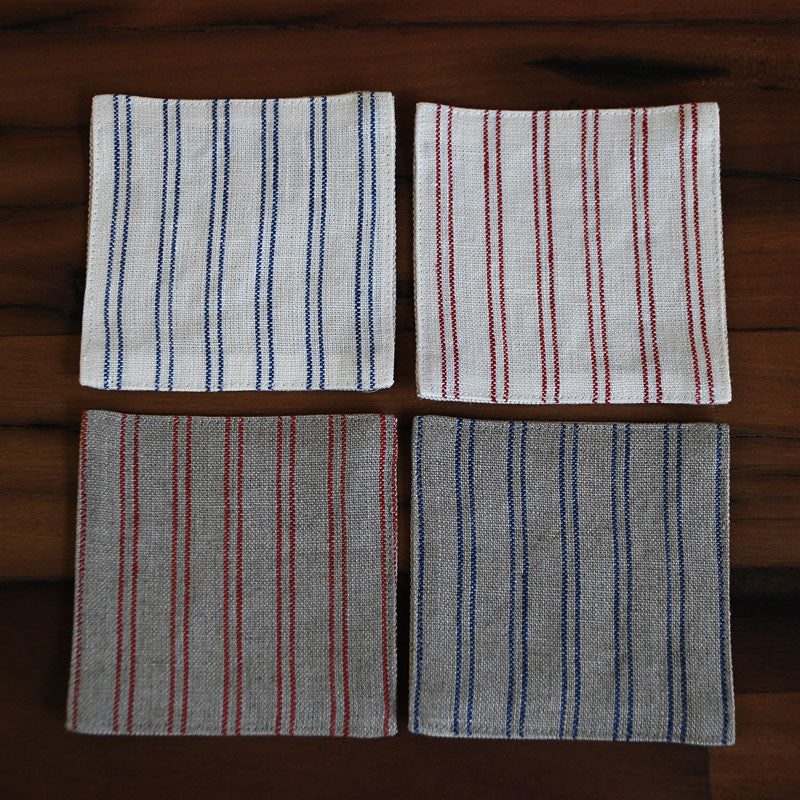 Natural Color Coaster with Red Stripes