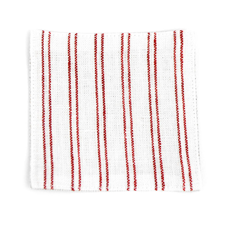 White Coaster with Red Stripes