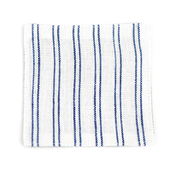 White Coaster with Blue Stripes